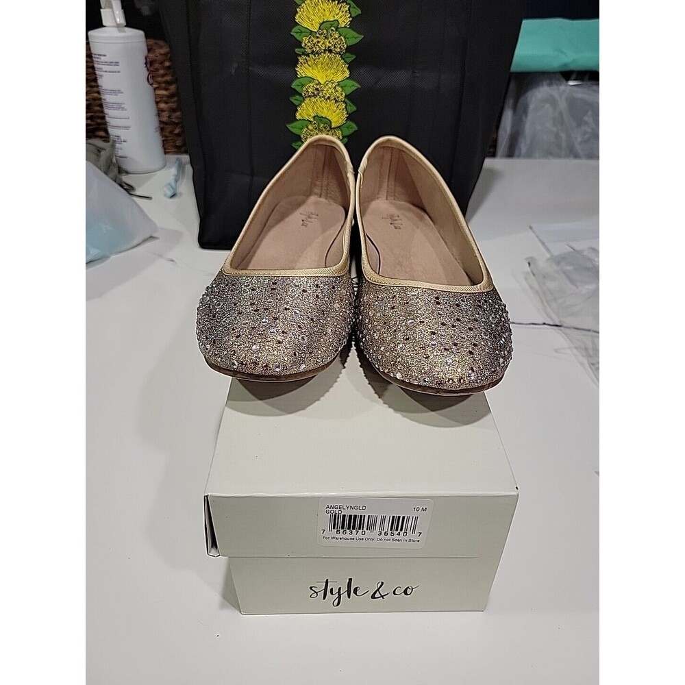 NEW IN BOX Gold Style & Co Angelynn Flats Sz 10